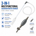3-in-1 Multifunctional Aquarium Water Changer Manual Fish Tank Cleaning Siphon with Flow Control Debris