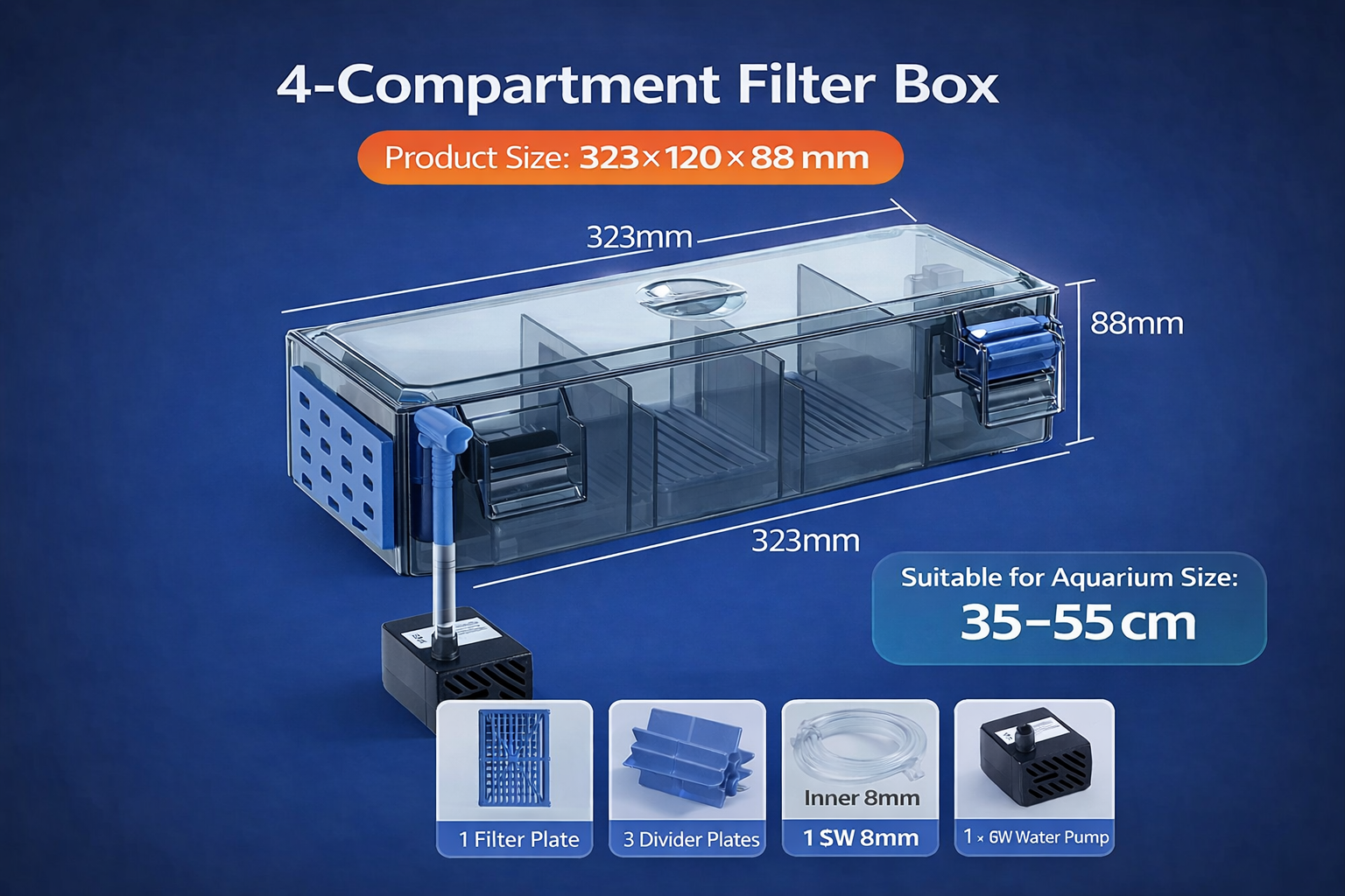 Bio Fish Tank filter Water Circulation 3 in 1 Water Pump filter box drip box filter