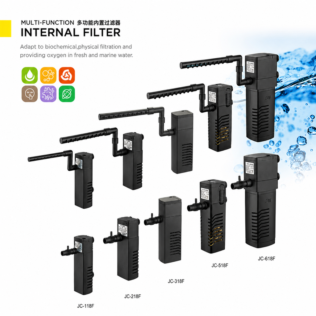 Internal Aquarium Filter Water Pump with Spray Bar Filtration