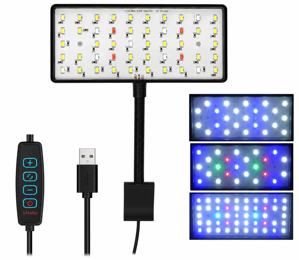 USB Aquarium LED 3 MODE Light Full Spectrum Aquatic Plant Grow Light