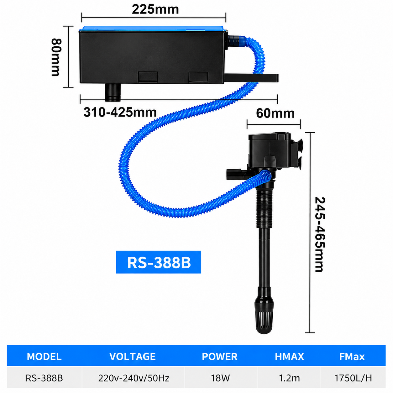 3 in1 Top Filter Aquarium Submersible Pump Fish Tank