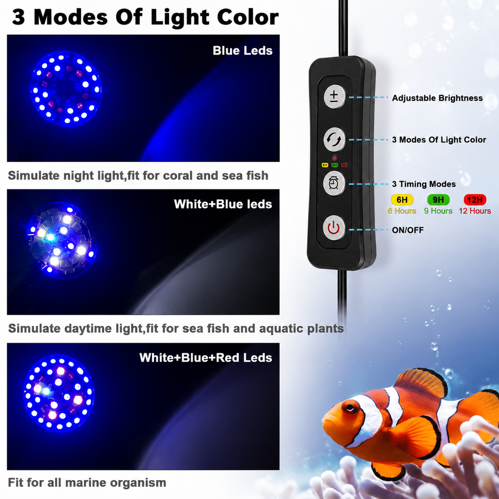 30W LED Reef Light Dimmable + TIMER Marine Light