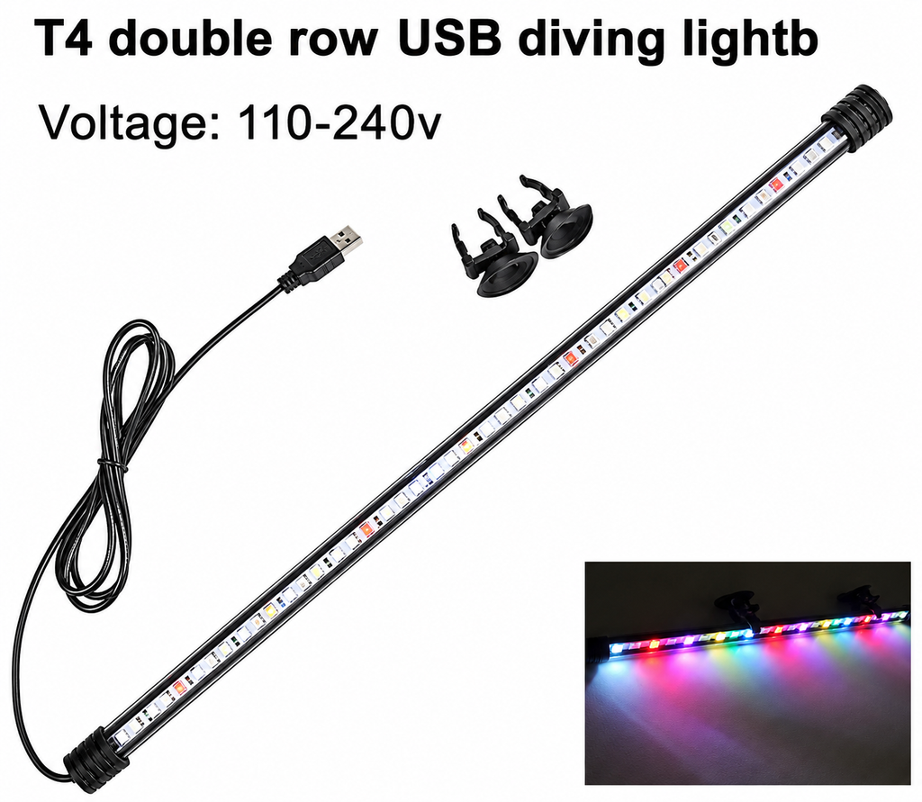 T4 USB 17-57cm Aquarium LED Lighting Submersible Lamp