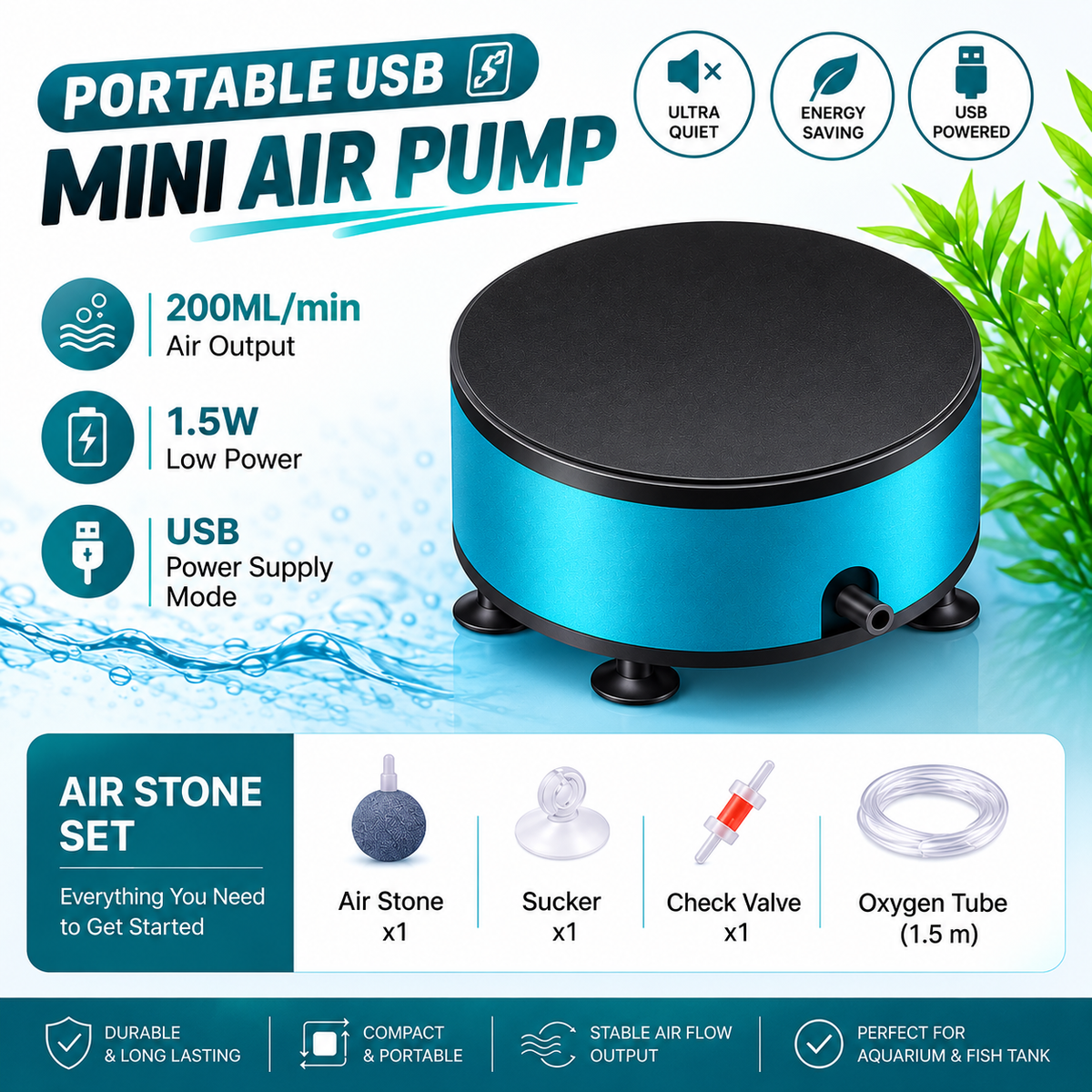 Air Pump USB Oxygen Fish Tank