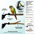 Car Parrot Perch Stand Strong Suction Cup 1 SET (2 x 25cm Perches )