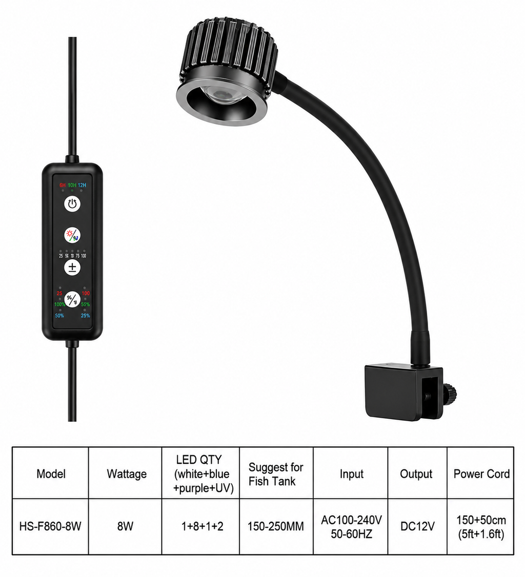 Fish Tank LED Seawater Lamp Specially for Corals Aluminum Alloy Aquarium Lighting with UV Intelligent