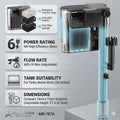 600L/H 6W STRONG FILTER Hang on Aquarium Filter Fish Tank Filter 3-in-1