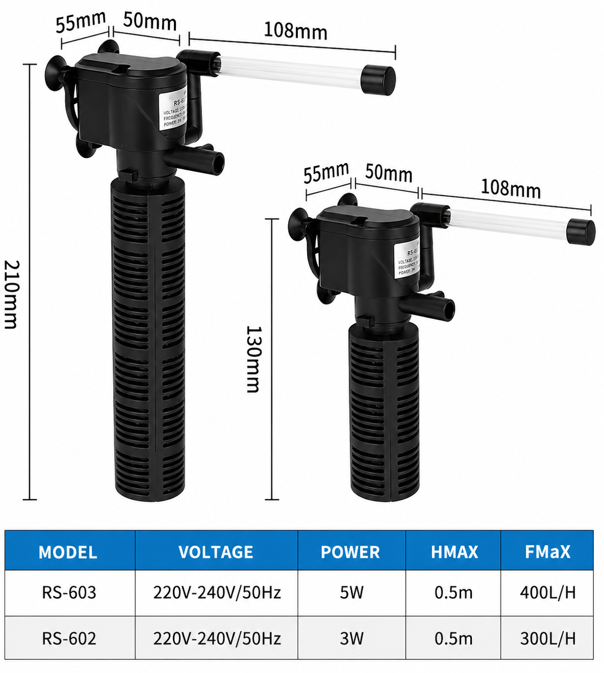 MINI 3 in 1 Silent Aeration Water Purifier Internal Pump Submersible Aquarium