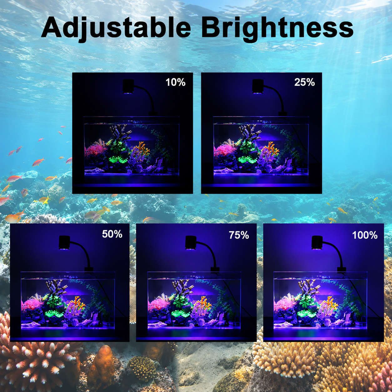 Fish Tank LED Seawater Lamp Specially for Corals Aluminum Alloy Aquarium Lighting with UV Intelligent