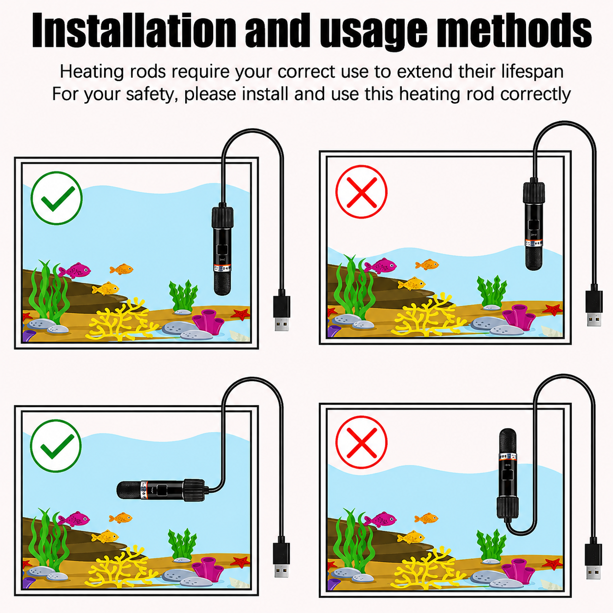 USB Mini Aquarium Heating Rod For Small Fish Tank 26°C Heater