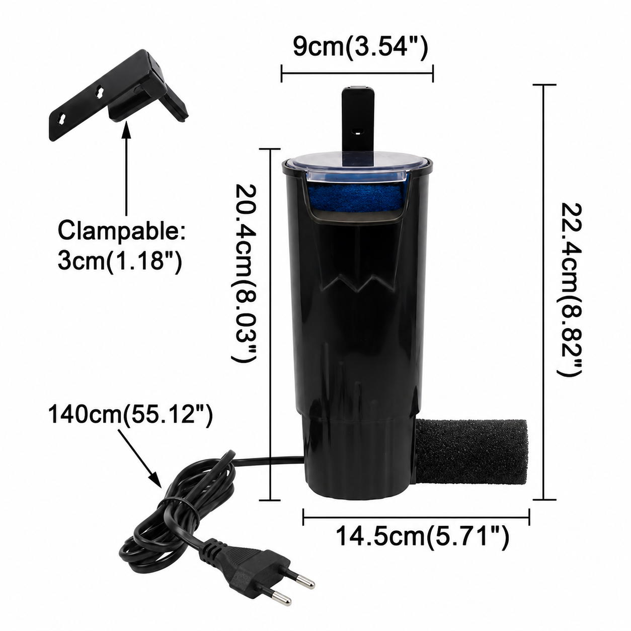 5W Filter Turtle Tank Small Silent Built-in Water Purifier Pump Low Level Shallow