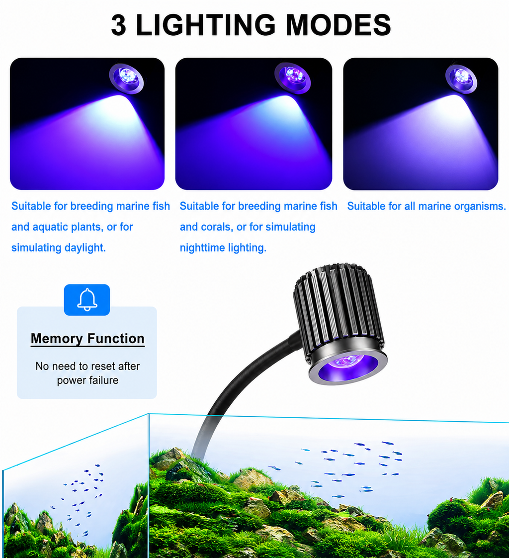 Fish Tank LED Seawater Lamp Specially for Corals Aluminum Alloy Aquarium Lighting with UV Intelligent