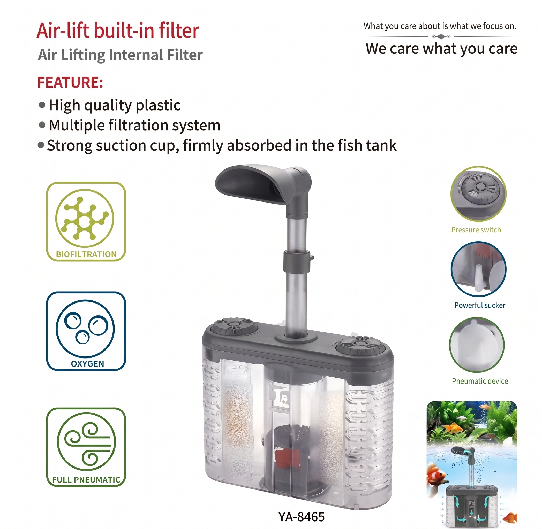 6-IN-1 Air pump Aquarium Submersible Internal Filter
