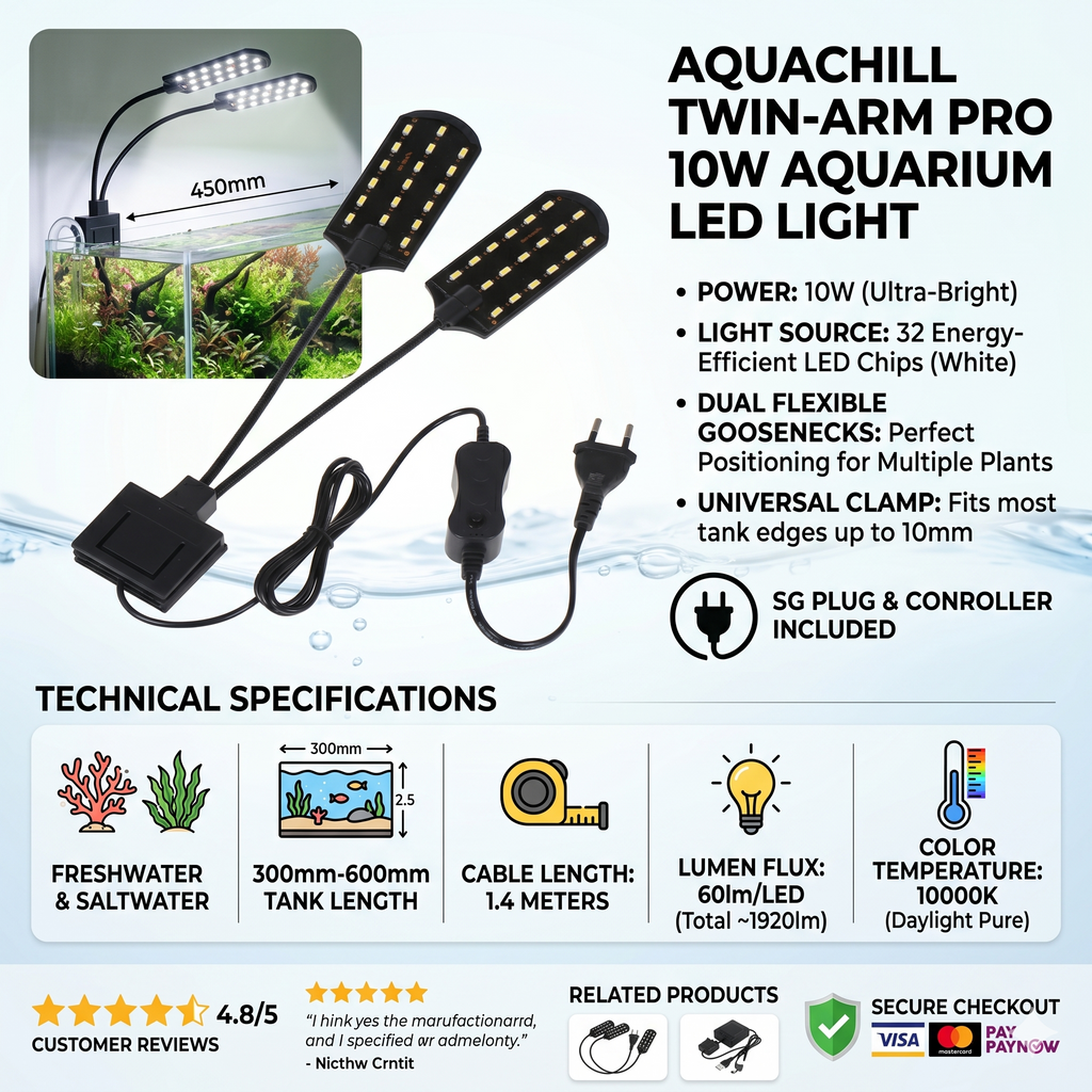 10W 32 LED Dual-end Aquarium Light Fish Light