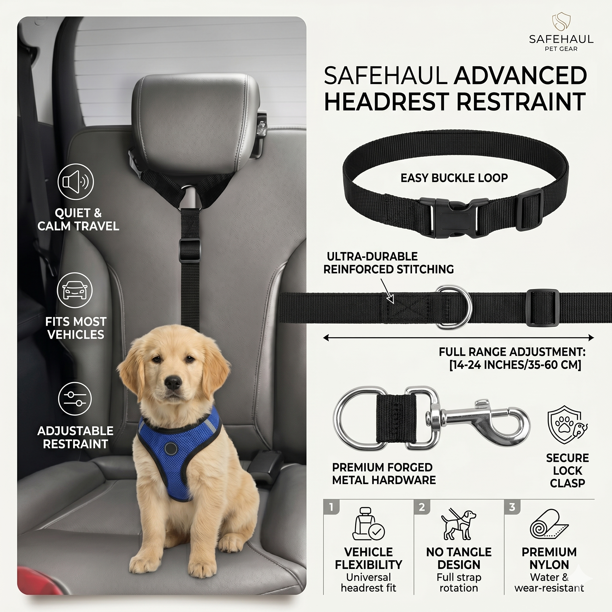 Safety Belt Adjustable Pet Harness