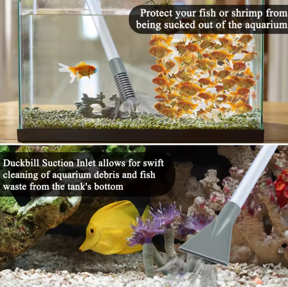 3-in-1 Multifunctional Aquarium Water Changer Manual Fish Tank Cleaning Siphon with Flow Control Debris