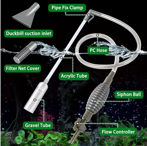 3-in-1 Multifunctional Aquarium Water Changer Manual Fish Tank Cleaning Siphon with Flow Control Debris