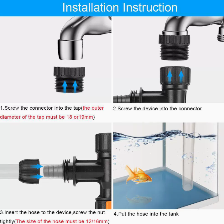 Aquarium Water Changer Faucet Adapter – Auto Siphon Water Extractor