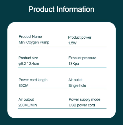 Air Pump USB Oxygen Fish Tank