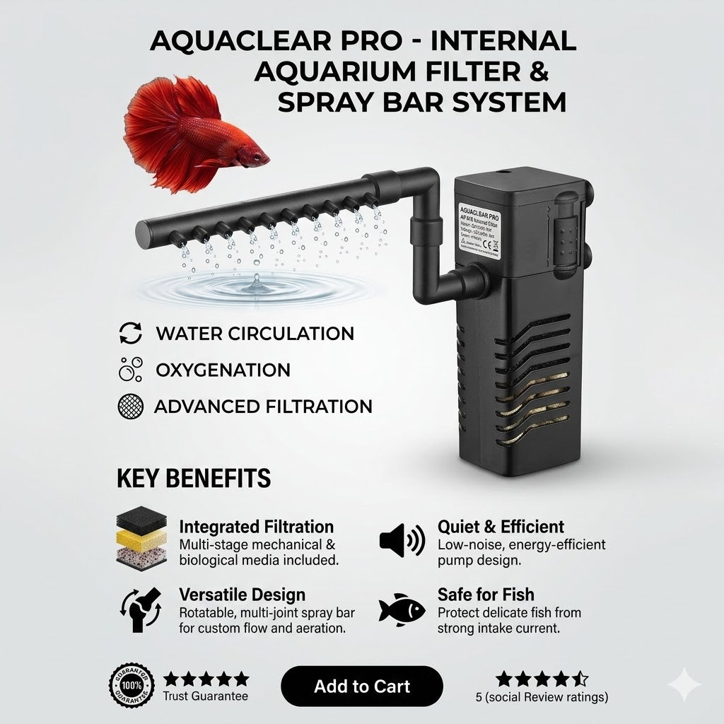 Internal Aquarium Filter Water Pump with Spray Bar Filtration