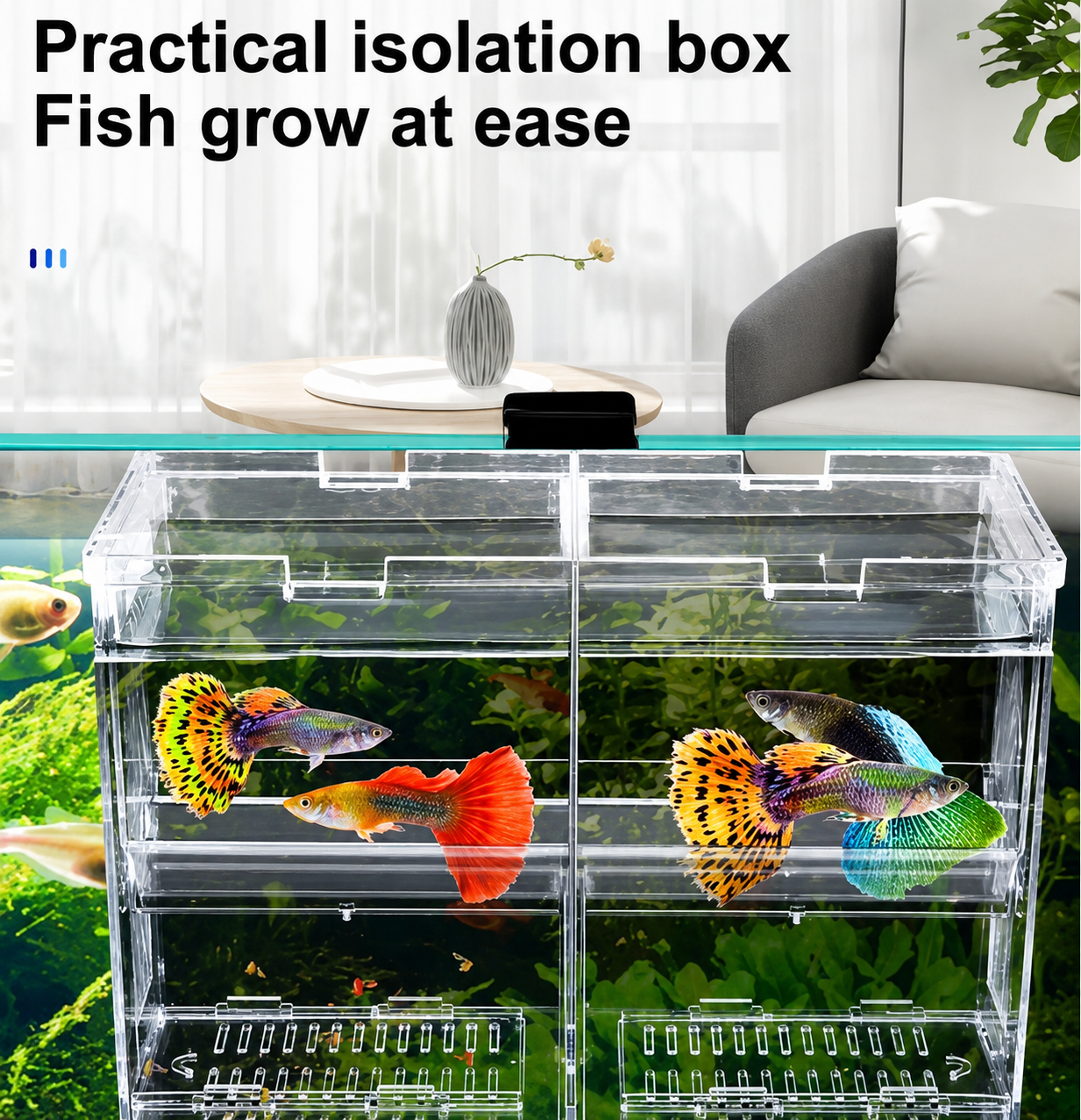 Isolation Box for Fish Tank Double Isolation Compartment Breeding Box