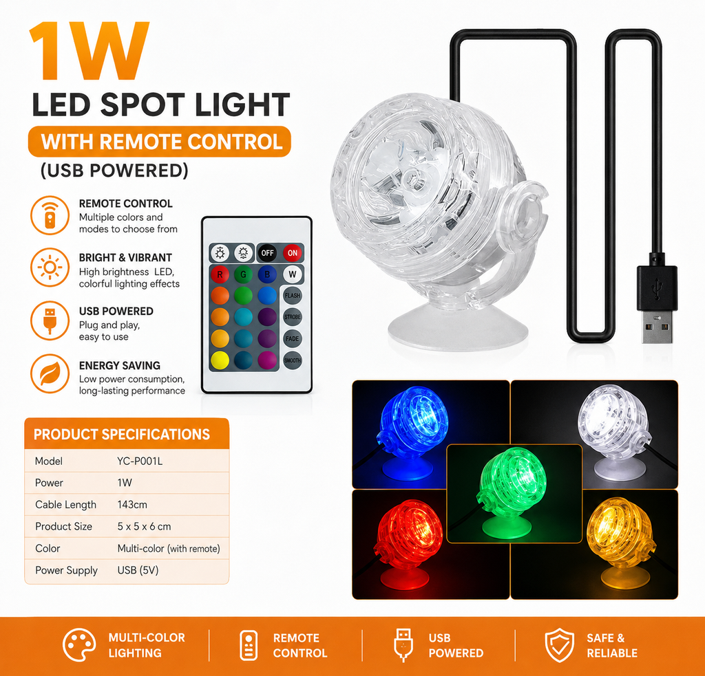 USB with REMOTE CONTROL of 7 Colours Light