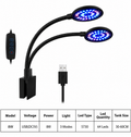 3 MODE +DUAL USB Aquarium LED Light Fish Tank Clip Adjustable Brightness Dimmable 360°