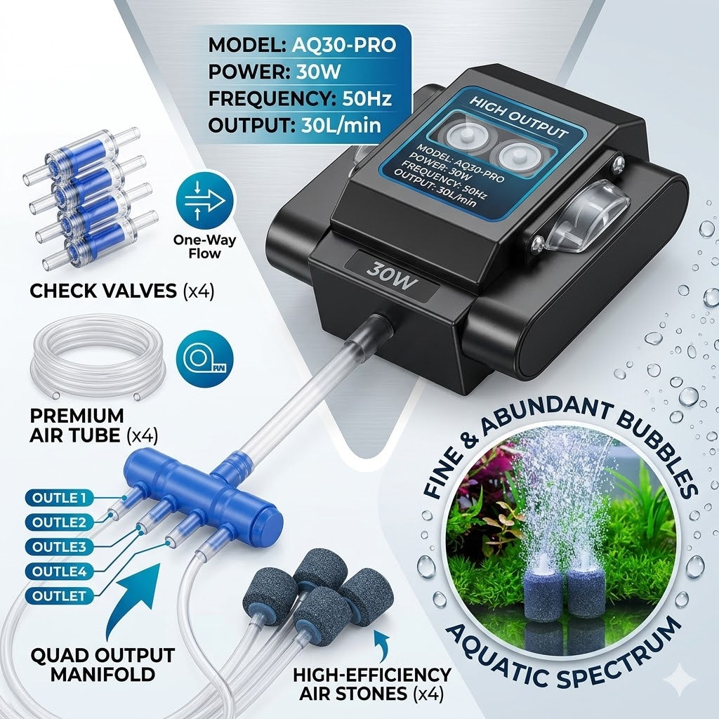 Air Pump Fish Oxygen Aerator Pump with 4 Outlets Air Pump Bubble