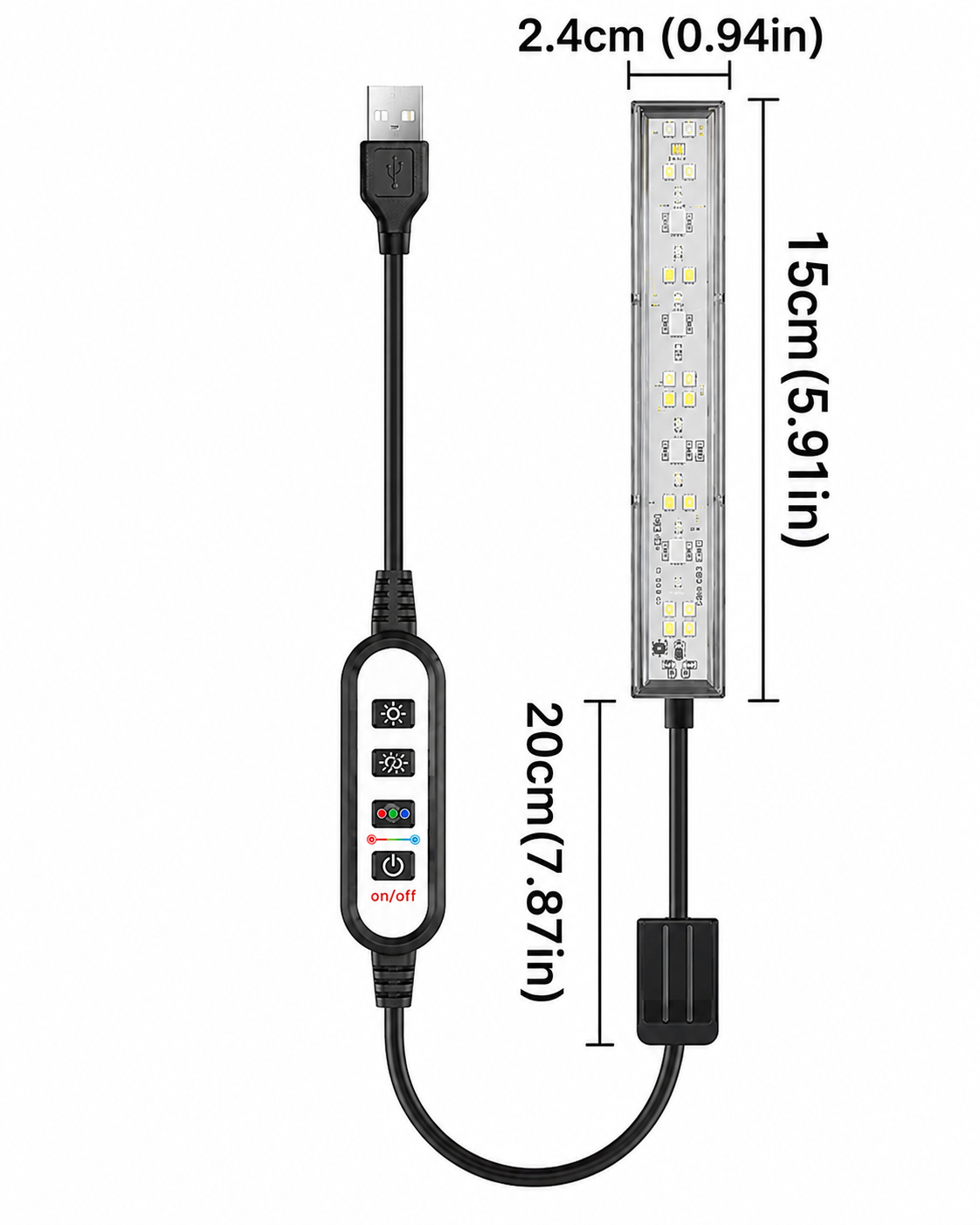 USB Powered Full Spectrum Aquatic Plant Light,Dimmable Brightness With Timer