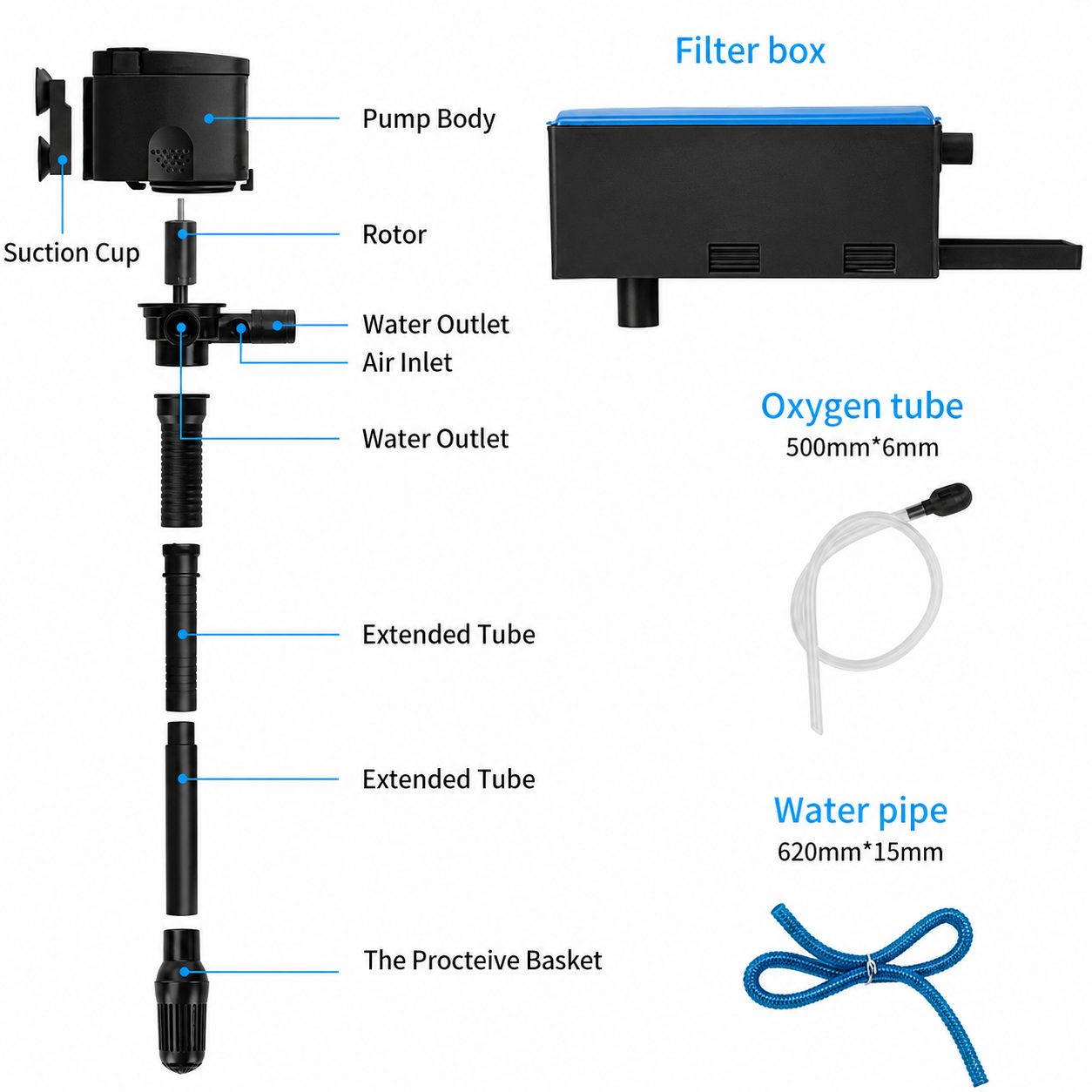 3 in1 Top Filter Aquarium Submersible Pump Fish Tank