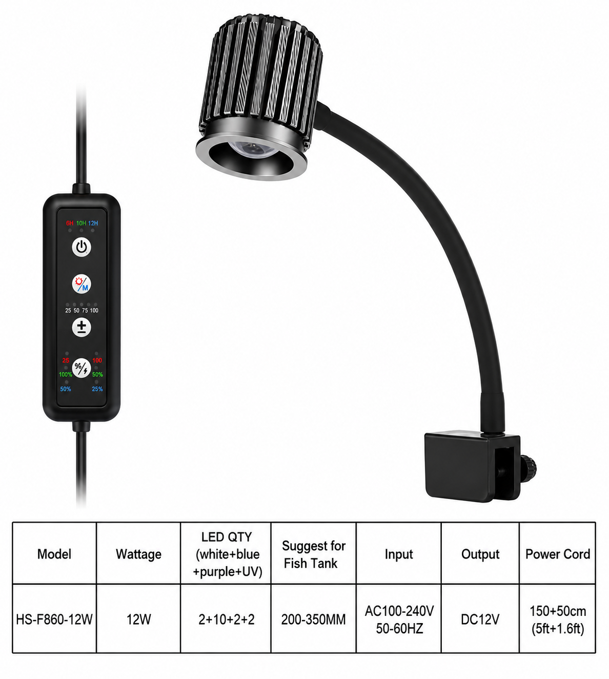 Fish Tank LED Seawater Lamp Specially for Corals Aluminum Alloy Aquarium Lighting with UV Intelligent