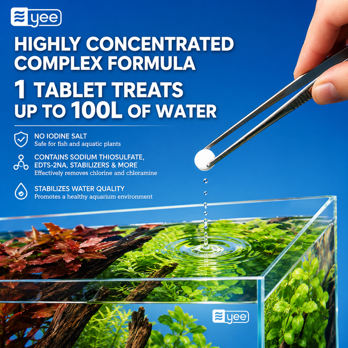 YEE CHLORINE REMOVER WATER Quality Stabilizer 1 Bottle 100 Tablets