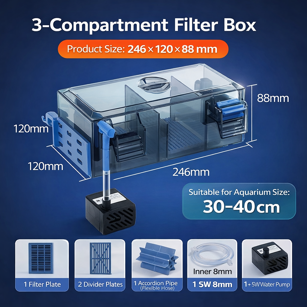 Bio Fish Tank filter Water Circulation 3 in 1 Water Pump filter box drip box filter