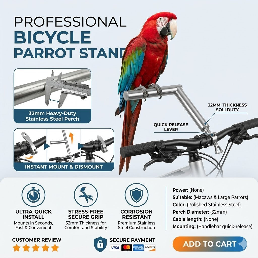 Parrot Stand For Bicycle Stainless Steel 32mm THICK
